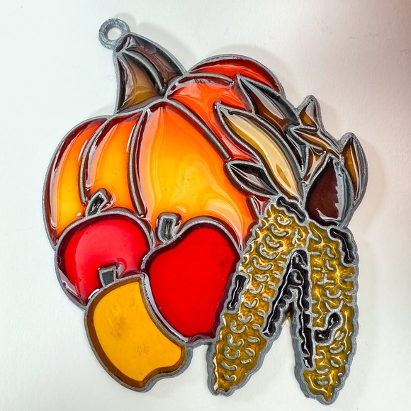 EUC Vintage 70s Fall Harvest Pumpkin Suncatcher Ornament 🎃🍁 - Picture 2 of 5